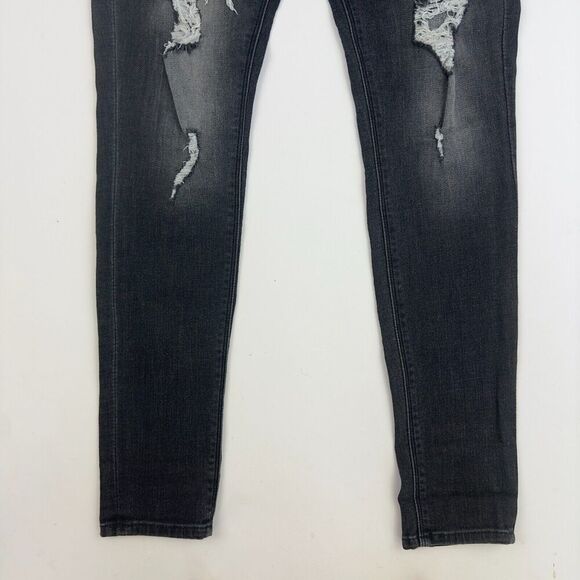 Express Jeans Mia Mid Rise Legging Skinny Gray Distressed Stretch Size 0R - Picture 4 of 12